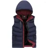 남자 조끼 2023 겨울 민소매 남자 재킷 패션 커플 양복 조끼 따뜻한 후드 코트 아웃복 의류 조끼 플러스 크기 4xl my499