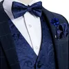 Men's Vests Formal Dress Gold Blue Black Paisley Wedding Suit Vest Formal Business Men Tuxedo Waistcoat Vest Suit Bow Tie Set DiBanGu 230210