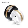 Solitaire Ring unik design svartvita keramiska ringar för kvinnor guldfärg metall kubik zirkonkanal bröllop smycken y2302