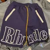 RH Designer män begränsade rhude shorts sommarbad kort knälång hiphop high street sport träning strandbyxor herr resår midja Mesh