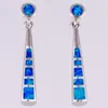 Boucles d'oreilles pendantes KONGMOON bâton forme océan bleu opale de feu argent plaqué bijoux pour femmes Piercing goutte