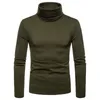 Suéteres masculinos 2023 Mens Autumn Turleneck Pullover suéter de cor sólida trecho fino fino de manga longa camiseta homens camaradas roupas My235