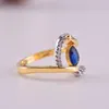 Wedding Rings Women Vintage Engagement Gold Ring 2023 Creatieve sieraden Ronde Cut Blue Zirkon Fashion EDWI22