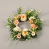 Decorative Flowers Simulation Door Wreath With Green Leaves Artificial Rose Floral Front Garland For Wedding Party Room Decor B03D