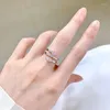 Anelli a grappolo S925 argento sterling polvere di quarzo anello di diamanti ad alto tenore di carbonio per le donne gioielli di moda europei e americani regolabili 2023