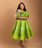 2023 Arabic Aso Ebi Green A-line Prom Dresses Feather Beaded Crystals Evening Formal Party Second Reception Birthday Engagement Gowns Dress ZJ704