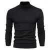 Herrtröjor 2023 Men's Turtleneck tröja Autumn Winter Solid Color Men Warm Casual Sticked Slim Fit Mens Jumper Clothing My704