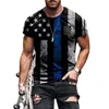 T-shirts pour hommes 2023 été drapeau américain 3D imprimé t-shirts hauts hommes mode décontractée T-shirt col rond lâche Muscle Streetwear homme vêtements