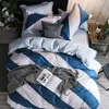 Ensembles de literie Ensemble 3 pièces Ensembles Housse de couette Taie d'oreiller Feuilles Simple Motif mignon Simple Double Stripe Treillis Housse de couette 3 4pcs 230210