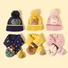 Cappelli Cappello invernale per bambini per ragazzi Ragazze con paraorecchie Set caldo e sciarpa Simpatici animali dei cartoni animati Accessori per bambini