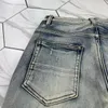 Herenjeans Slanke jeans Verontruste denim Witte designer leren broek met gaten Letters Gescheurde gescheurde knie Gescheurd voor man Mager Rechte pijp Maat 29-38 Lang