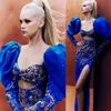 2023 Arabische Aso Ebi Sheath Lace Prom jurken kralen Royal Blue Evening Formeel feest tweede receptie Verjaardagsbetrokkenheid Bruidsmeisjesjurken Jurk ZJ375