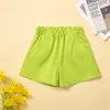 Ensembles de vêtements Bébé fille vêtements 16Y printemps été nouveau costume de mode de couleur unie fille à volants slingshirtshorts fille vêtements costume 3 pièces W230210