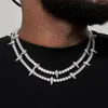 Kedjor Hip Hop Iced Out Spike Hänge Halsband med 5 mm Tennis Chain Bling 5A Cubic Zirconia Guld Silver Färg Berlocker Smycken