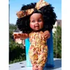 Dolls 12inch African Black Baby Girl Figures met hoofdband Orange Rompers spelen poppen voor cadeau 230210