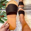 Pantofole da donna in lino cucito punta aperta piatta tinta unita sandali casual da donna estate all'aperto spiaggia scarpe morbide e comode da donna