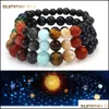 Bracelets de charme j￳ias de designer homens homens de bracelete de contas Gal￡xia oito planetas Chakra Chakra Natural Yoga Drop Solar Dh7ng