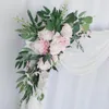 Fiori decorativi Artificiali Borgogna Matrimonio Arco Fard Rosa Drappeggio Tessuto Ricevimento Sfondo Decor