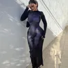 Casual Dresses Sexy Woman 3D Print Slim Shape Long Sleeve Dress 2023 Autumn Fashion Skirt Street Style