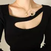 Kettingen roestvrij staal mode sieraden minimalistische casual zoete stijl dubbelzijdige hart hang ketting18k gouden schaal ingelegde juweliers