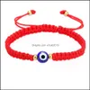 Catena a maglie Occhio turco malvagio Corda intrecciata a mano Filo rosso Bracciale con cordino Donna Uomo 2021 Fascino Bracciali regolabili fortunati Amicizia Dhuwp