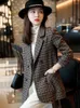 Kvinnors kostymer Kvinnor Fashion Office Double Breasted Blazers Coat Simple Elegant Temperament Long Sleeve Casual Outerwear Chic Tops
