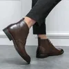 2023 British Brown Gentleman Brogues Shoe Comfortable Business Wear Shoes Men Soft Corporate Formal Boots Leather Sapato Social