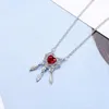 Hänge halsband röd kristall dröm catcher hänge halsband för kvinnor 2023 trendig koreansk modehals smycken tröja kedja flicka