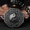 Anhänger Halskette Schwarz Obsidian Halskette Chinesisch Ying Yang acht Diagramme Amulettschmuck