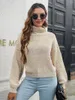 Women's Sweaters Ladies Fashion All Match Tops Women Autumn Winter Turtleneck Colorful Blend Balloon Sleeve Loose Chic Sweater For Female