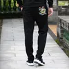 Men's Pants Chinese Style Embroidery Long Loose Straight Trousers Men'S Casual Dragon Pattern Sports Y2302