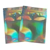 holographic packaging bags PET laser color Aluminum Foil bag Resealable Zip bag One side clear Back plastic packing bag Pouches