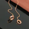 ブラブライヤリングクリエイティブ 585 パープルゴールドダブルリングドロップ女性のための 14 K ローズクラシックコレクションロングタッセル婚約ジュエリー