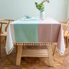 Table Cloth Striped Cotton And Linen Jacquard Mat Fabric Coffee Nordic Chenille Tablecloth For Cover1