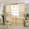 Cortina de cortina de estilo europeu arroz branco de bordado de veludo para a sala de estar villa villa luxo de alta janela de janela kitchen