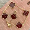 Fashion Classic 4 Four Leaf Clover Charm Armband Bangle Chain 18K Gold Agate Shell Valentine's Day for Women Girl Wedding Jewelry Gifts Link2