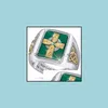 Cluster Rings Ireland Celtic Blessing Ring Cross Grandmother Green Male Drop Delivery Jewelry Dhwg8