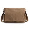 Bortkroppar Vintage Canvas Men's Brand Portfölj Män Business Office Crossbody Väskor Casual Manlig dator Laptop väska täcker stort