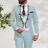 Costumes pour hommes hommes élégant double boutonnage mince 3 pièces costume de fête de mariage épissage couleur marié et homme robe veste gilet pantalon