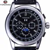 Forsining Luxury Moon Phase Design ShangHai Movement Fashion Casual Wear Automatic Watch Scale Dial Mens Watch Top Brand Luxury231K