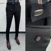 Męskie spodnie garnitur formalne spodnie Stretch Slim Pantalone Hombre Masculina Solid Color Casual Dress modna odzież 230209