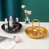 Plates Storage Tray Round Shape Desktop Decor Iron Jewelry Cosmetics Snack Container For Home