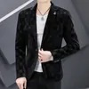 Blazers de otoño para hombre, chaqueta de traje ajustada informal de pana de lujo, vestido de oficina Social de negocios, abrigo, ropa de calle para hombre