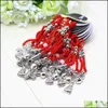 Charm Bracelets Creative Red Rope Womens Titanium Steel Fu Lock Couples Bracelet Hand Jewelry Year Of Fate Gift Drop Delivery Dhfyq