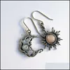 Charm Bohemia Sun And Moon Earrings Sier Color Crystal Drop Women Female Boho Fashion Jewelry Gift Delivery Dh6Ls