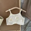 Kläder sätter sommar nya baby flickor blommor kläder set barn mode väst småbarn byxor barn passar kläder mode byxor bruna kläder w230210