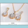 Earrings Necklace Bridesmaid Jewelry Set Solid Gold Crystal Sets Jewellery Party Drop Delivery Dhham