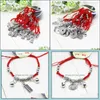 Charm Bracelets Creative Red Rope Womens Titanium Steel Fu Lock Couples Bracelet Hand Jewelry Year Of Fate Gift Drop Delivery Dhfyq