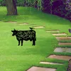 庭の装飾牛のステークアクリル装飾屋外の家の牛のための黒い装飾品の彫像シルエットヤードアート