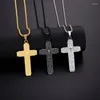 Pendant Necklaces 1PC Style Cross Chain Necklace Stainless Steel Big Men's Religious Prayer Fashion Jewelry